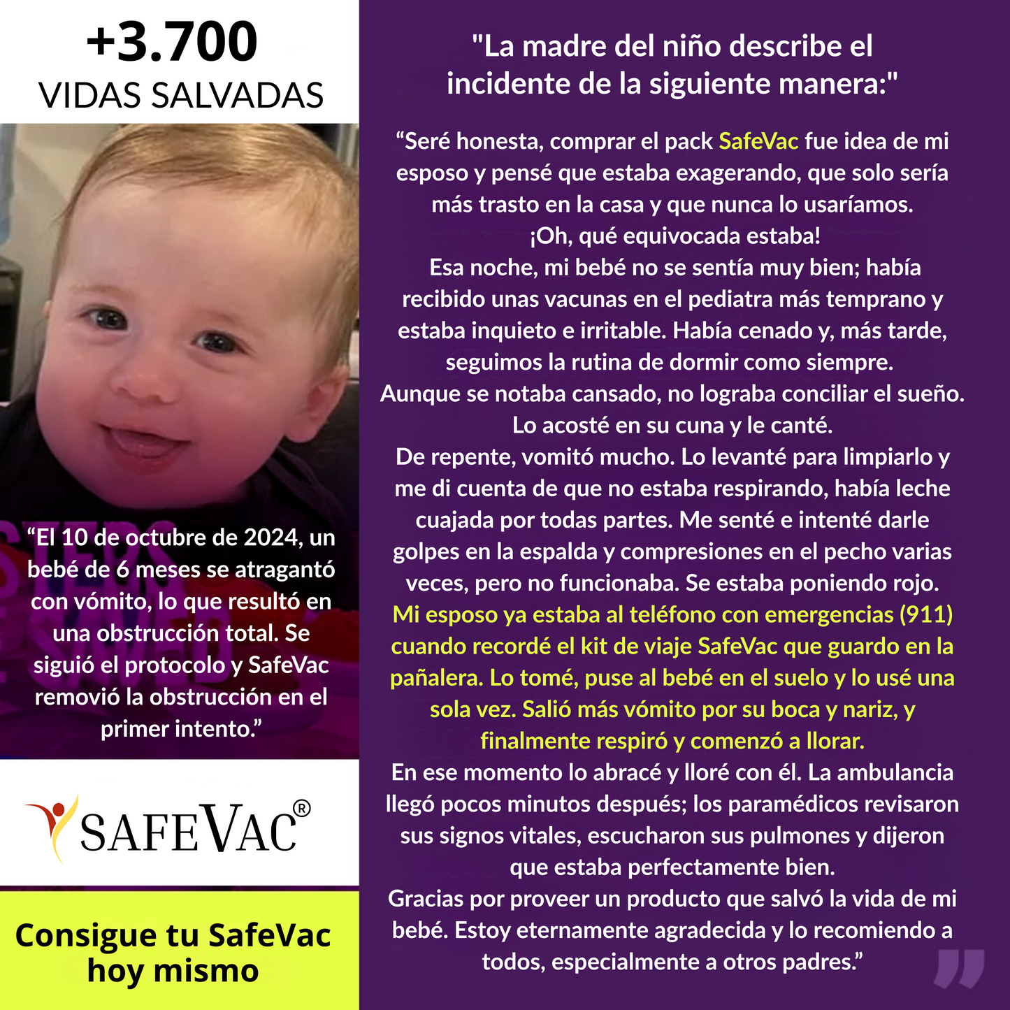 SAFEVAC™ – Dispositivo que Salva vidas en segundos.