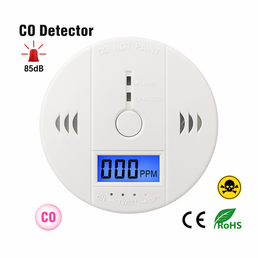 Alarma Detectora de Monóxido de Carbono con Pantalla Digital y Alerta Sonora 85dB