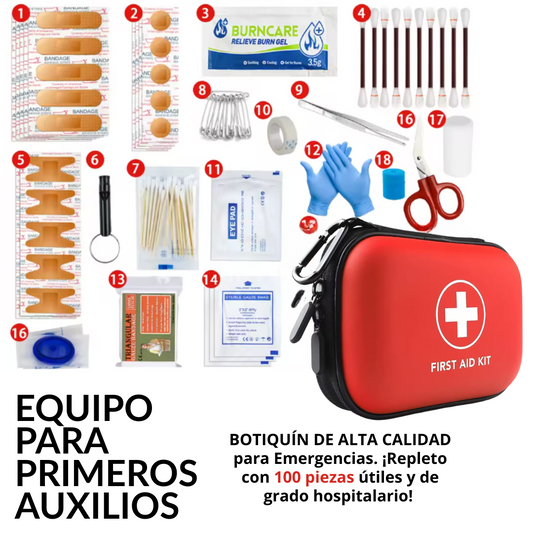 BOTIQUIN PROFESIONAL PARA PRMEROS AUXILIOS- 100 PIEZAS